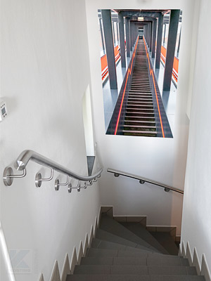 gewalzte Treppenahndläufe für vietelgewendelte Innentreppe - Blick von oben